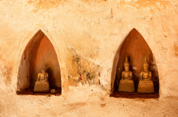 cloister wall with more than 2,000 ceramic and silver Buddha images in Wat Si Saket features in...