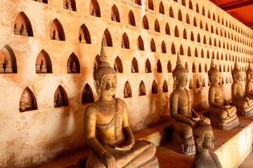 cloister wall with more than 2,000 ceramic and silver Buddha images in Wat Si Saket features in...
