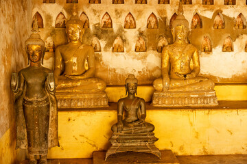cloister wall with more than 2,000 ceramic and silver Buddha images in Wat Si Saket features in...