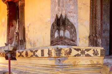 detail of decoration on the basement in Wat Si Saket features in Vientiane, Laos