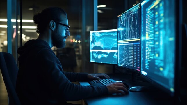 Programmer Working Late at Night