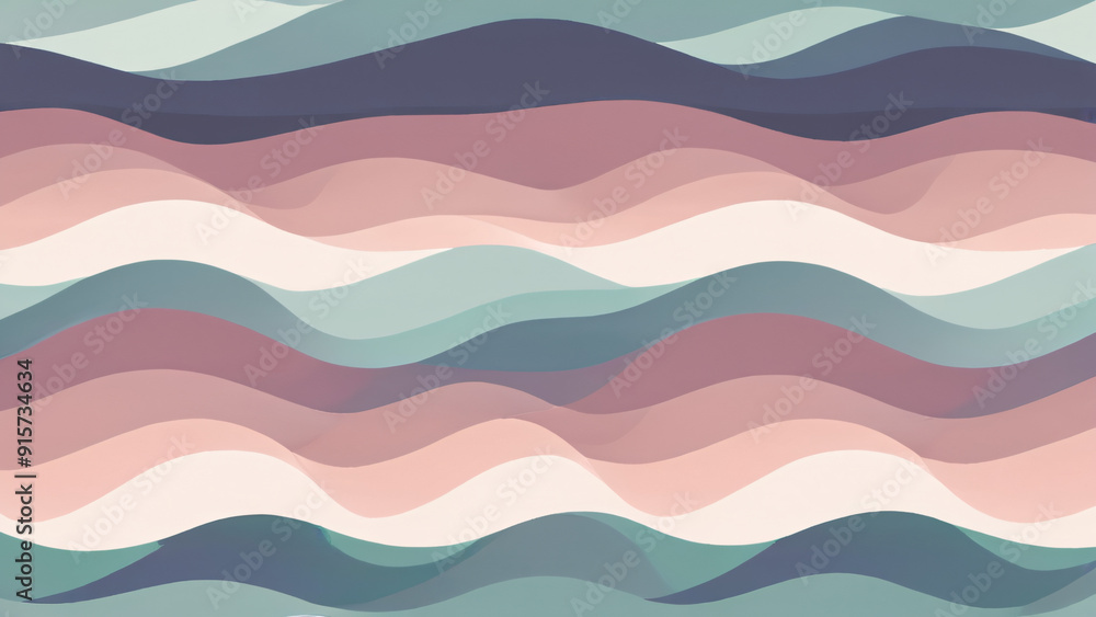 Poster soft geometric waves create a tranquil pattern reminiscent of gentle sound frequencies or a serene l