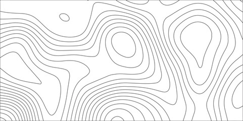 White background luxury topographic wavy pattern and geographic grid map design. The concept of a conditional geography scheme and the terrain path. Panorama view black color wave curve lines.