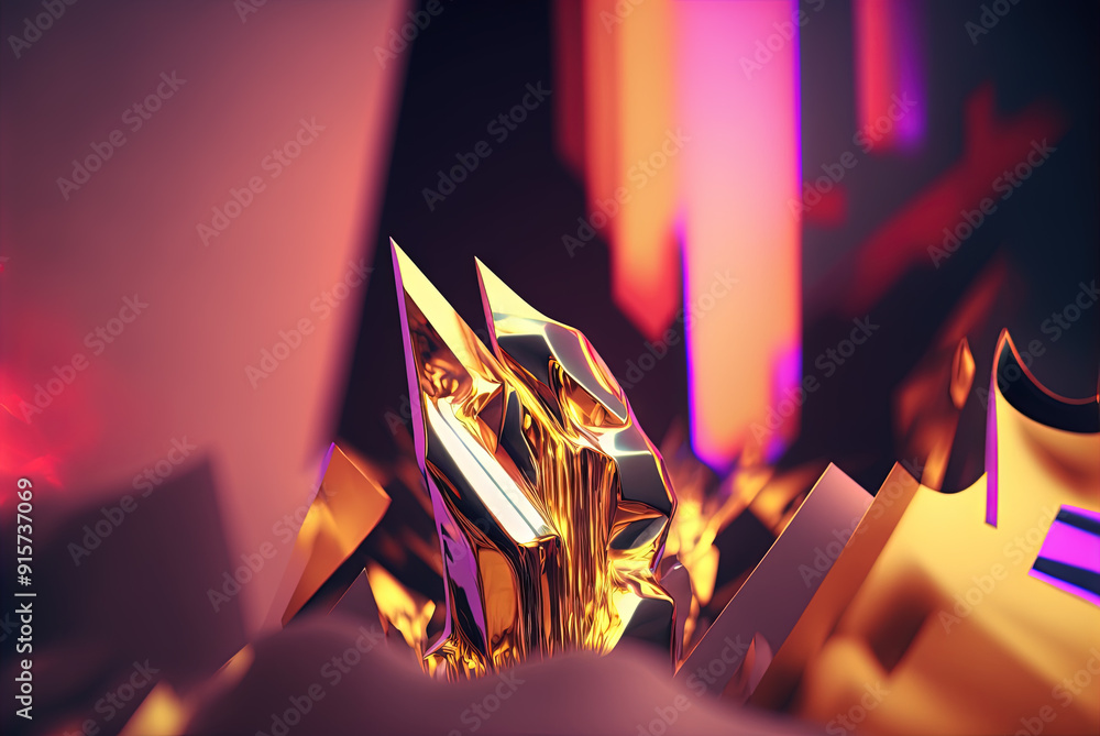 Poster Abstract background with colorful fractals. Surreal composition with fluid waves of liquid metal.