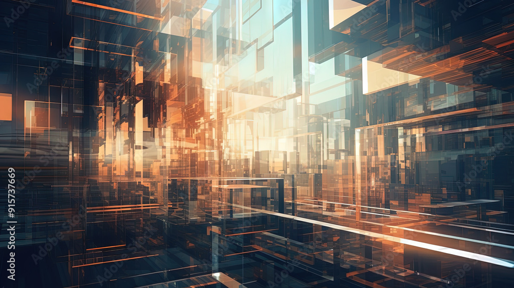 Poster Abstract background with structure of cubes. Colorful cubes texture for technology backdrop