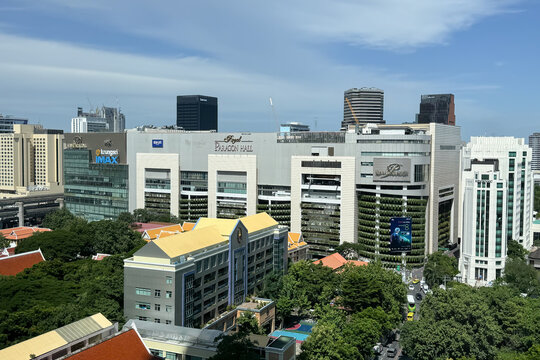 Top view of famous Siam Paragon Shopping Mall in Bangkok Thailand
