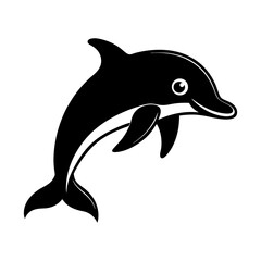Naklejka premium Cute dolphin silhouette on white background
