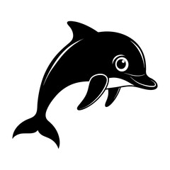 Fototapeta premium Cute dolphin silhouette on white background
