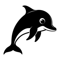 Obraz premium dolphin silhouette vector icon illustration isolated on white background