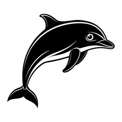 Fototapeta premium Jumping dolphin symbol silhouette illustration