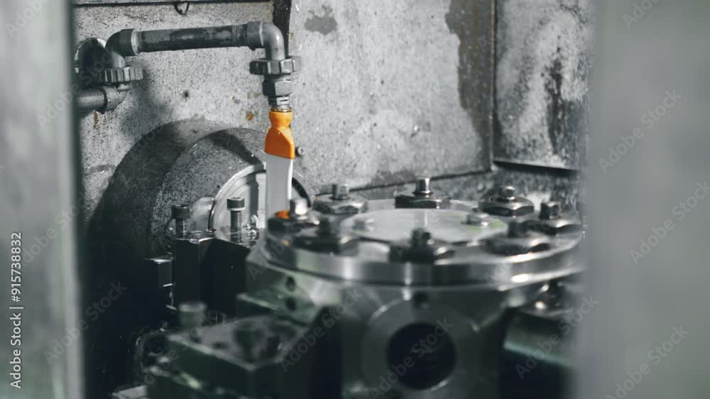 Poster explore the precision and accuracy of a cnc machine in action, focusing on the drilling tool and rot