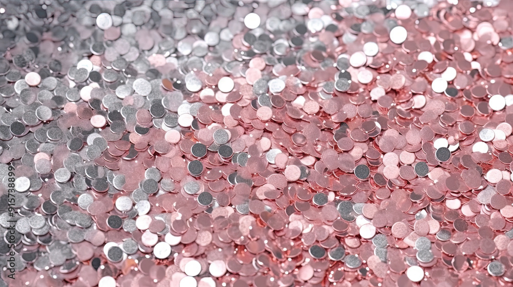 Poster abstract shiny background with pink glitter. scattered confetti sparkles with light rose pastel colo