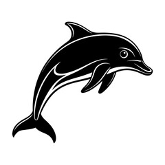 Obraz premium Jumping dolphin symbol silhouette illustration