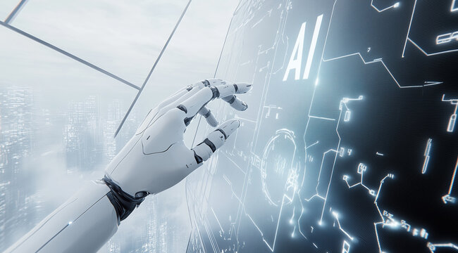 AI Artificial intelligence cyber. Futuristic AI abstract design, intricate circuitry pattern. AI Robot face, virtual human, virtual character, digital clone, machine learning. Realistic photo