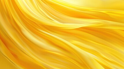 Yellow silk fabric with intricate folds and fluid motion