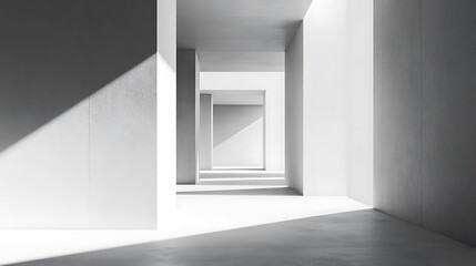 Fototapeta premium Minimalist White Corridor with Light and Shadow Patterns