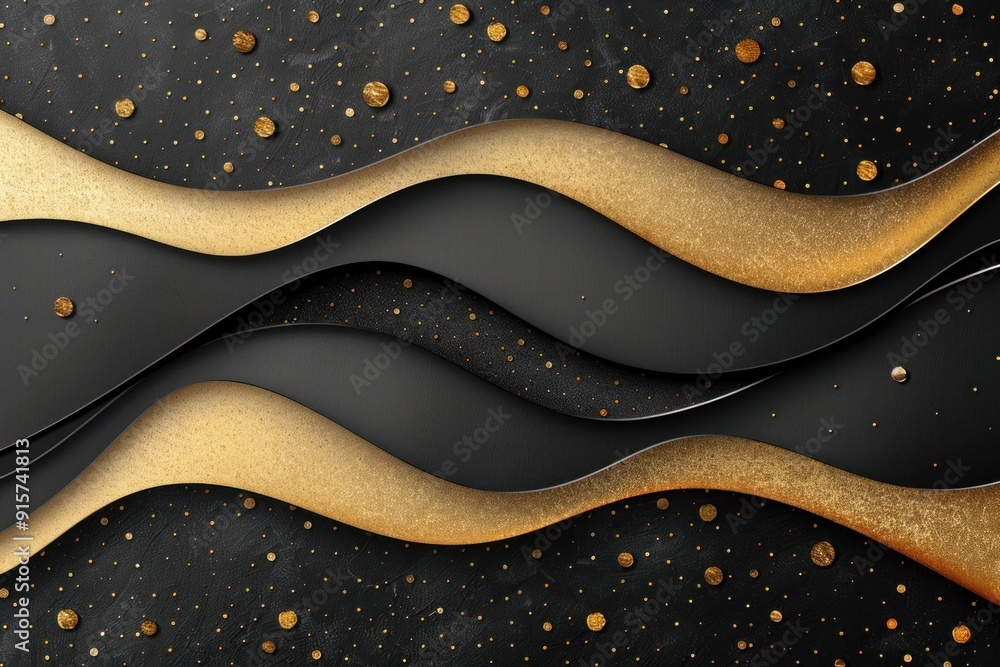 Aufkleber flowing black and gold lines create an intriguing abstract pattern with texture