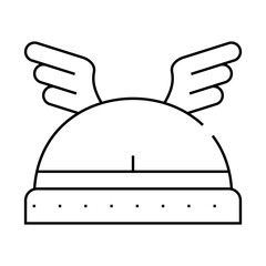 winged viking helmet line icon vector. winged viking helmet sign. isolated contour symbol black illustration