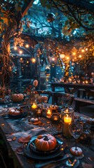 Obraz premium Castle place for Halloween party, All kinds of party supplies Halloween, Happy Halloween