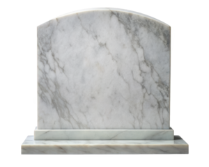 Marble Headstone With Smooth Surface, ideal for memorials or grave markers, featuring a classic and dignified design. Isolated on transparent background, png.