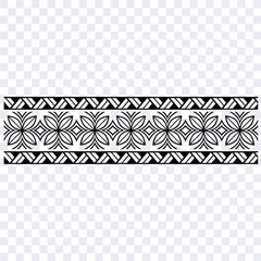 Polynesian tattoo design tribal border.Tribal design ethnic ornament maori band.Samoan Tattoo ribbon sleeve bracelet.Fabric seamless isolated hawaiian armband pattern on white background.