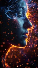 Digital abstract design with vibrant fiery elements