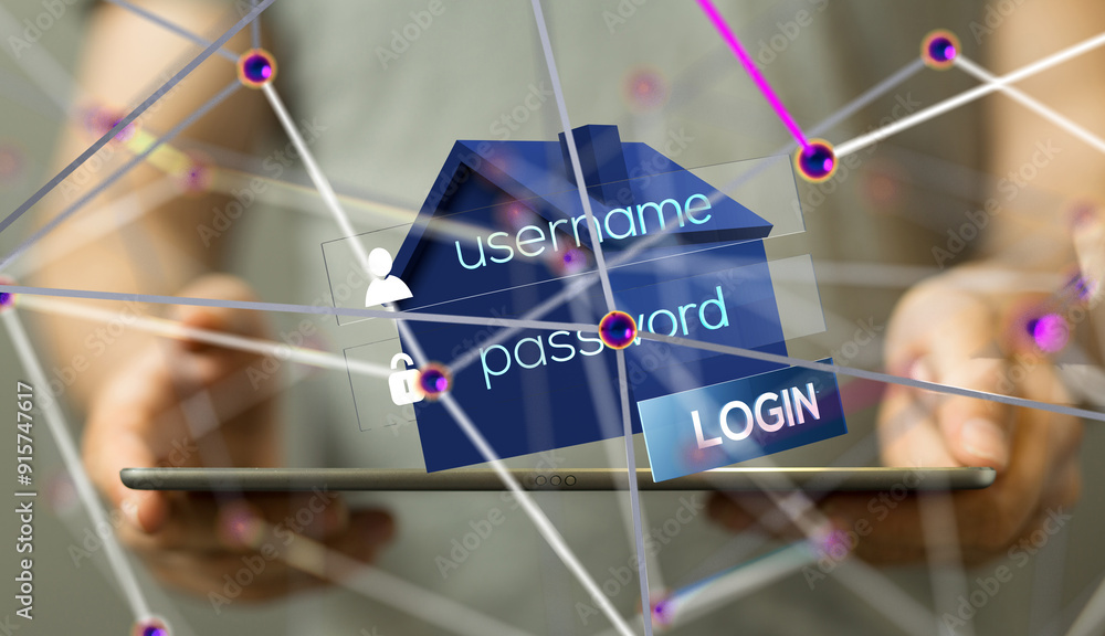 Poster house. data Big data visualization background.Abstract technology - 3d
