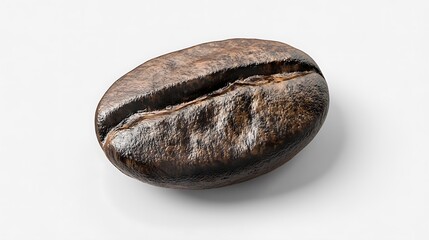 Obraz premium A Single Roasted Coffee Bean Isolated on a White Background