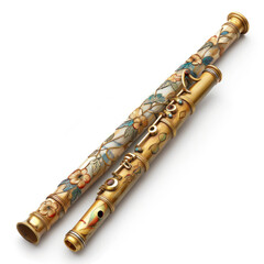 Naklejka premium Lord krishna colorful flute on white background