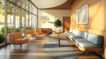 Modern Lobby with Large Windows and Comfortable Seating