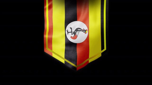 Uganda Flag Banner ,Animation.Full HD 1920&times;1080. 07 Second Long. Transparent Alpha Video.

