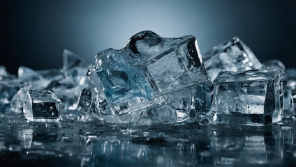 a close-up of several clear ice cube