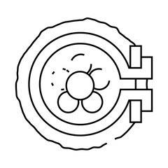 embroidering flower in embroidery hoop line icon vector. embroidering flower in embroidery hoop sign. isolated contour symbol black illustration