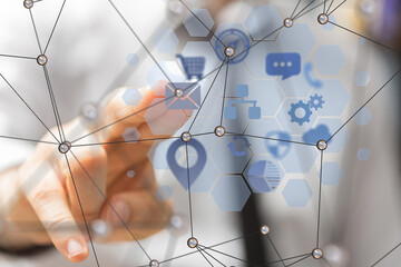 Connecting lines and dots.Big data visualization