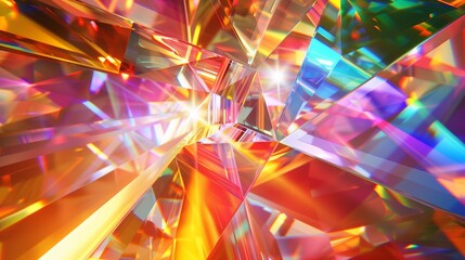 A vibrant display of prisms refracting light into a kaleidoscopic array of colors