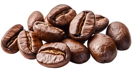 Fototapeta premium A Pile of Roasted Coffee Beans Isolated on White
