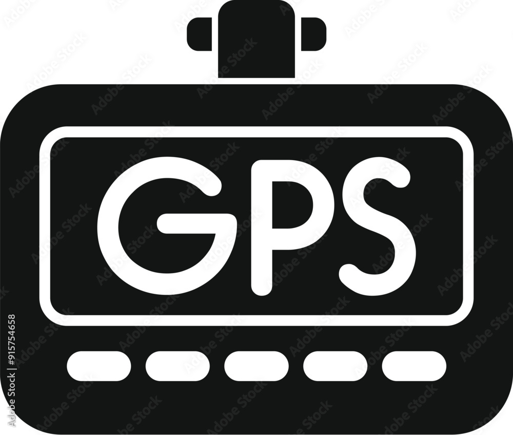Aufkleber black simple style icon of a car gps device showing gps text on the screen