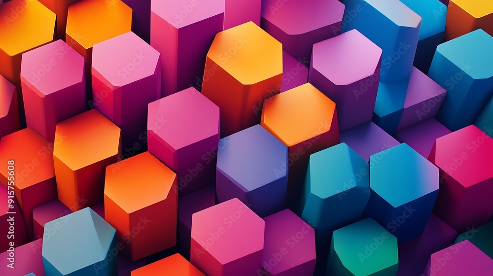 Poster abstract colorful hexagon pattern