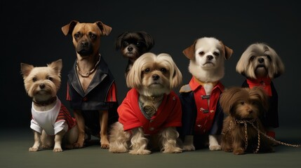 Dogs in Costumes Posing for a Photo Shoot