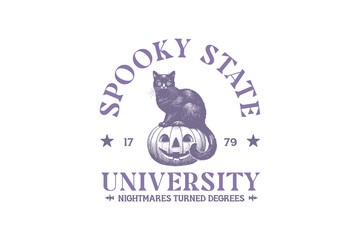 Spooky state University, Vintage Halloween University SVG T shirt design
