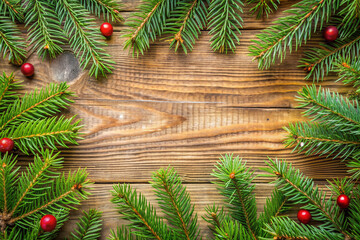 Christmas background with spruce branches