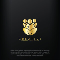 Family Healty busines Abstract golden icon Medicine logo symbol klinik Vector design