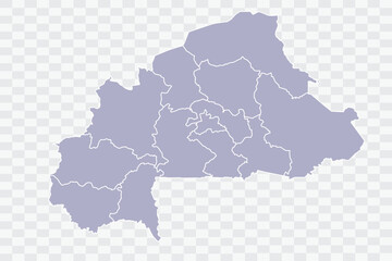 Burkina Faso Map silver Color on White Background quality files Png Art & Illustration