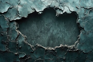 Obraz premium Dark Green Cracked Wall with a Hole