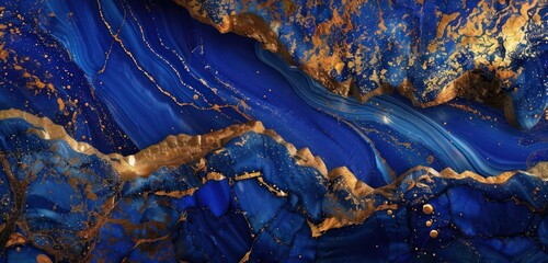 Abstract Background, cobalt blue mixed with radiant gold accents, giving a royal and opulent feel to the composition.