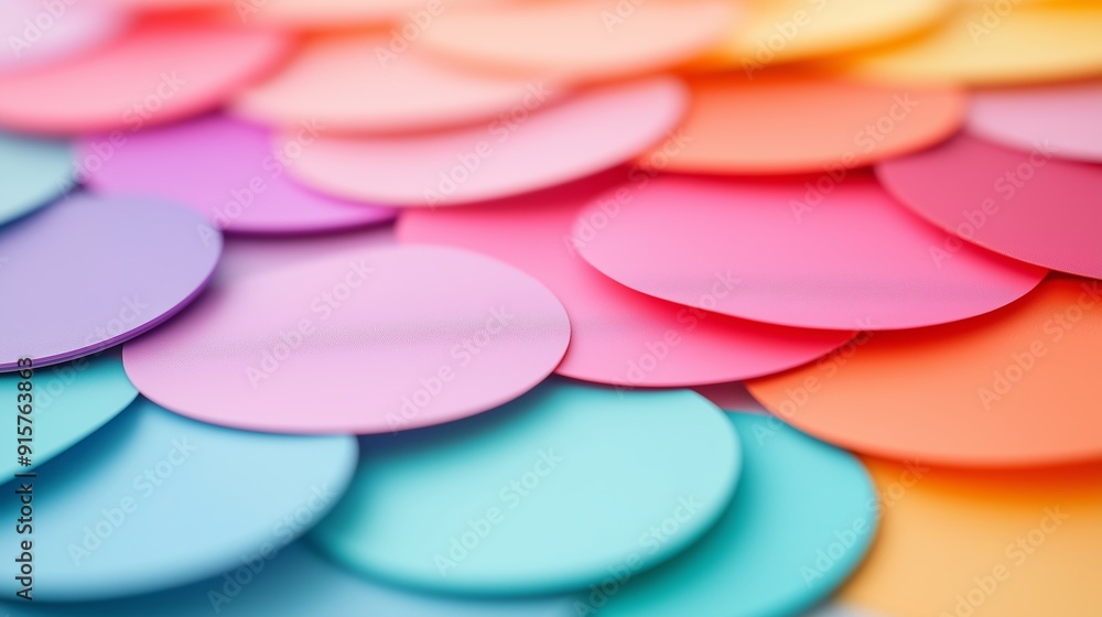 Poster a colorful array of circles in various shades of pink, blue, and green. the circles are arranged in 