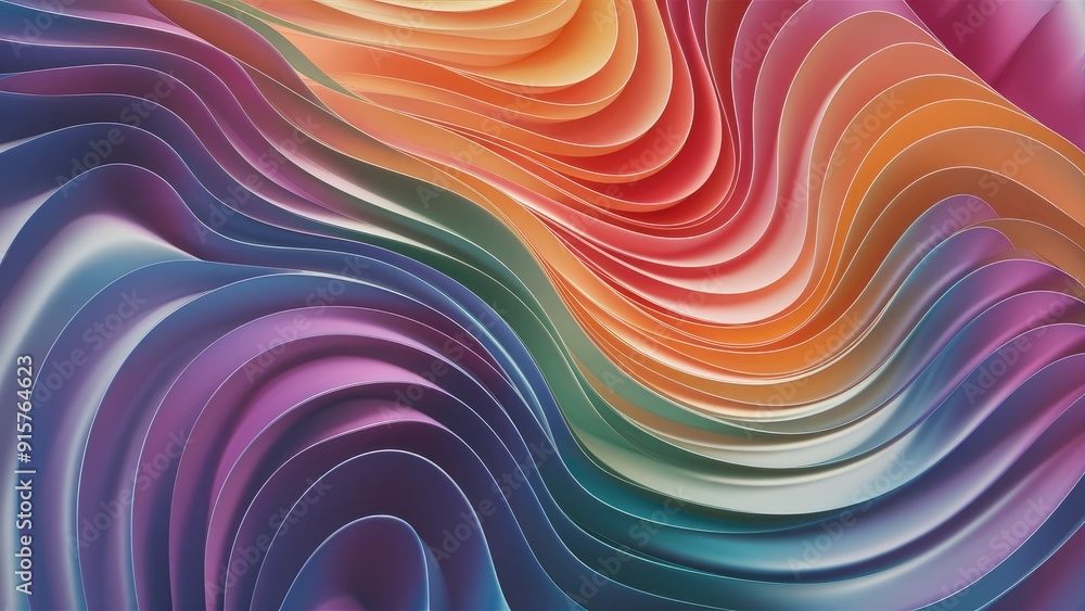 Poster trendy 3d abstract animation featuring smooth wavy patterns colorful liquid design with fluid gradie