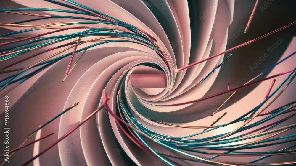 Poster elegant abstract background featuring delicate 3d bezier curves with rainbowhued thin metal lines hi