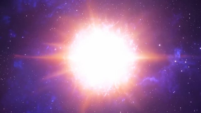 Star Trek. Animation of space travel at the speed of light. Hyper jump into another galaxy. Galaxy, neutron star in the space. Explosion in universe. Abstract background