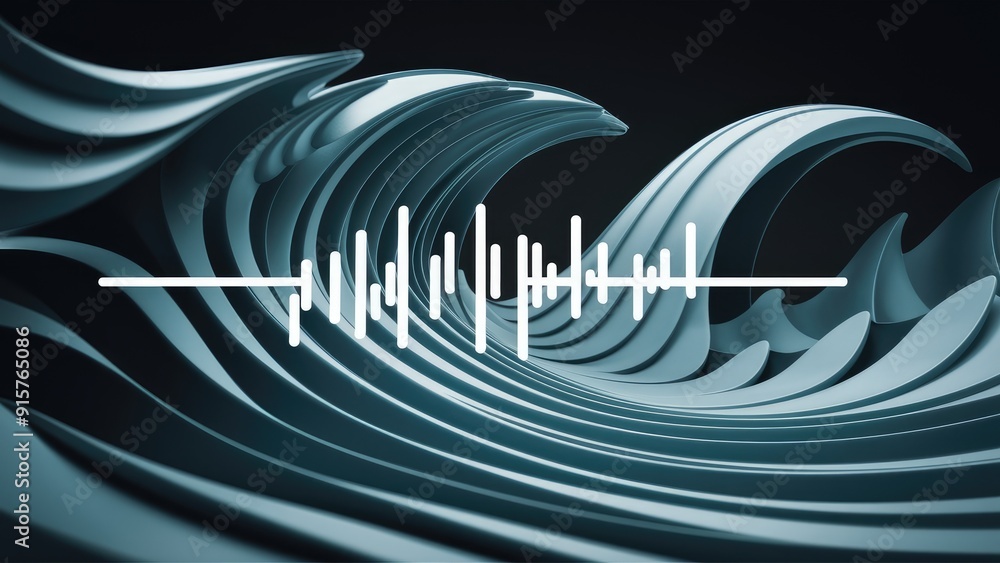 Poster abstract wave background with stylized curved lines digital frequency equalizer track element for de